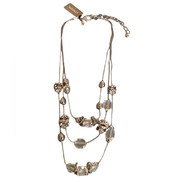🪷 NWT Chico’s Silver Multi-Layer Necklace - Picture 5 of 5